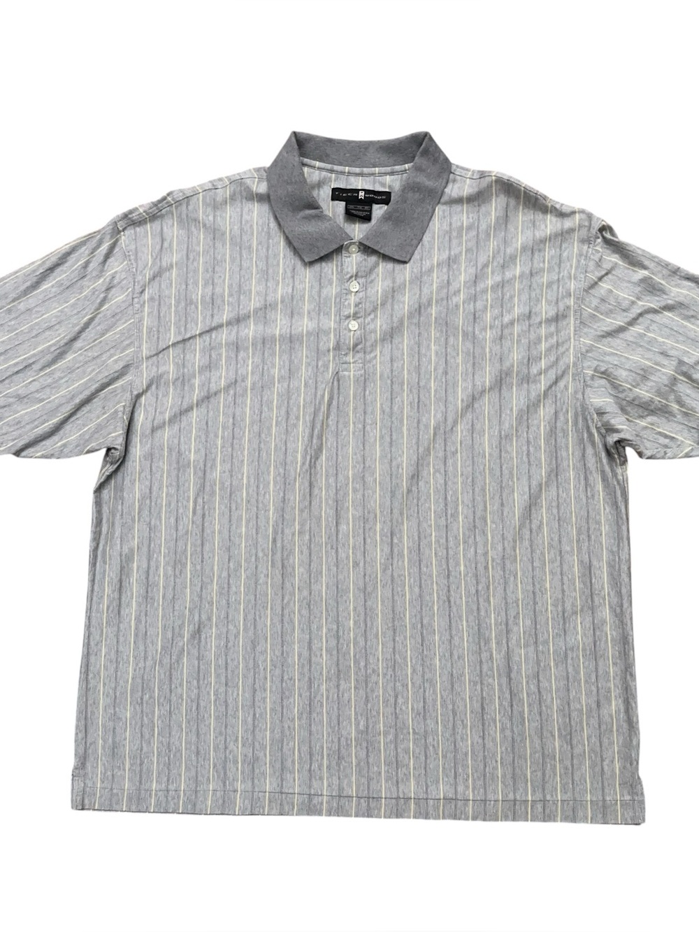 Nike Polo Shirt Mens Size 2XL Tiger Woods Golf Short Sleeve Gray Striped